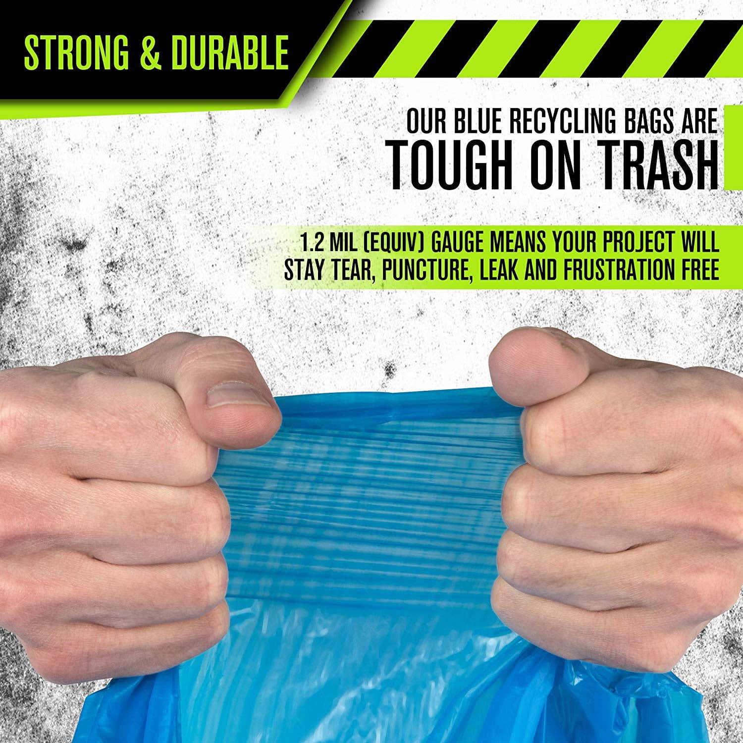 Aluf Plastics 55-60 Gallon 1.2 MIL Blue Industrial Strength Trash Bags - 38" x 55" - Pack of 100 - For Industrial, Home, & Recycling