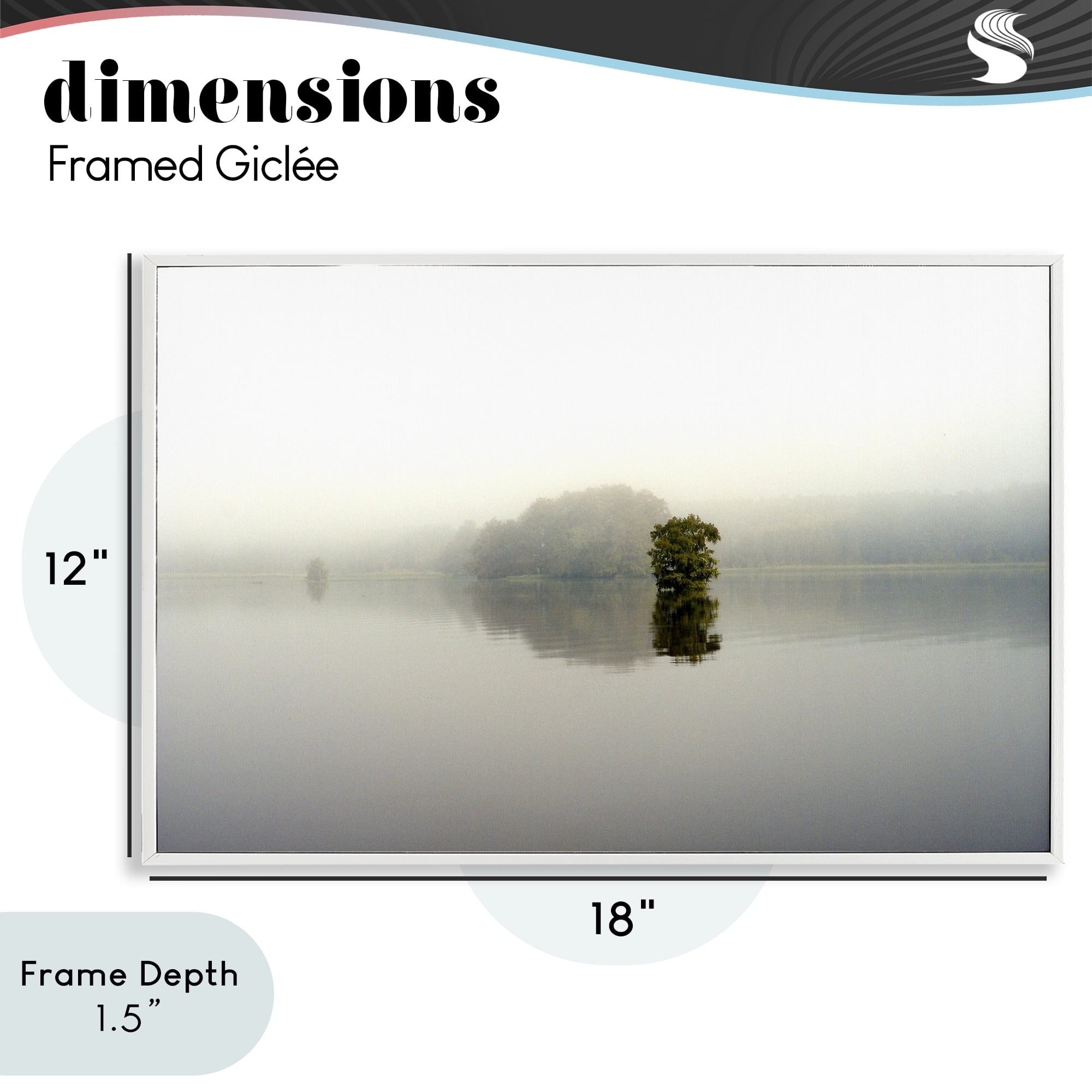 Stupell Industries Misty Lake Reflection White Framed Giclee Art, design by Gail Peck