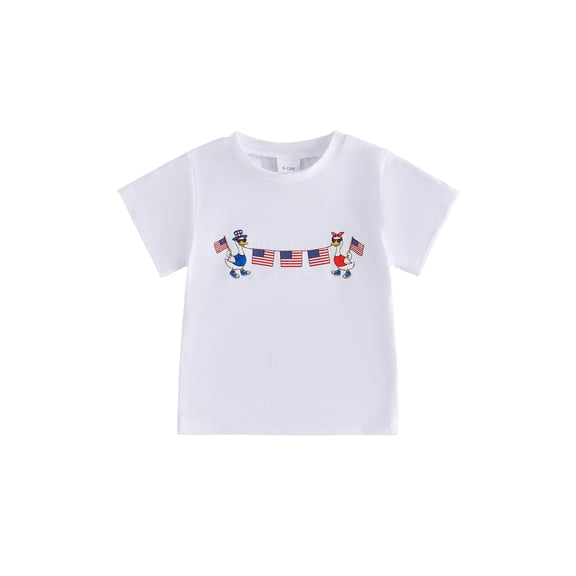 BemeyourBBs Kids Toddler Baby Boy Girl 4th of July T-shirt Patriot Independent Day Clothes Short Sleeve Duck Flags Summer Pullover Tee Shirt Tops Baby Fourth of July Outfit