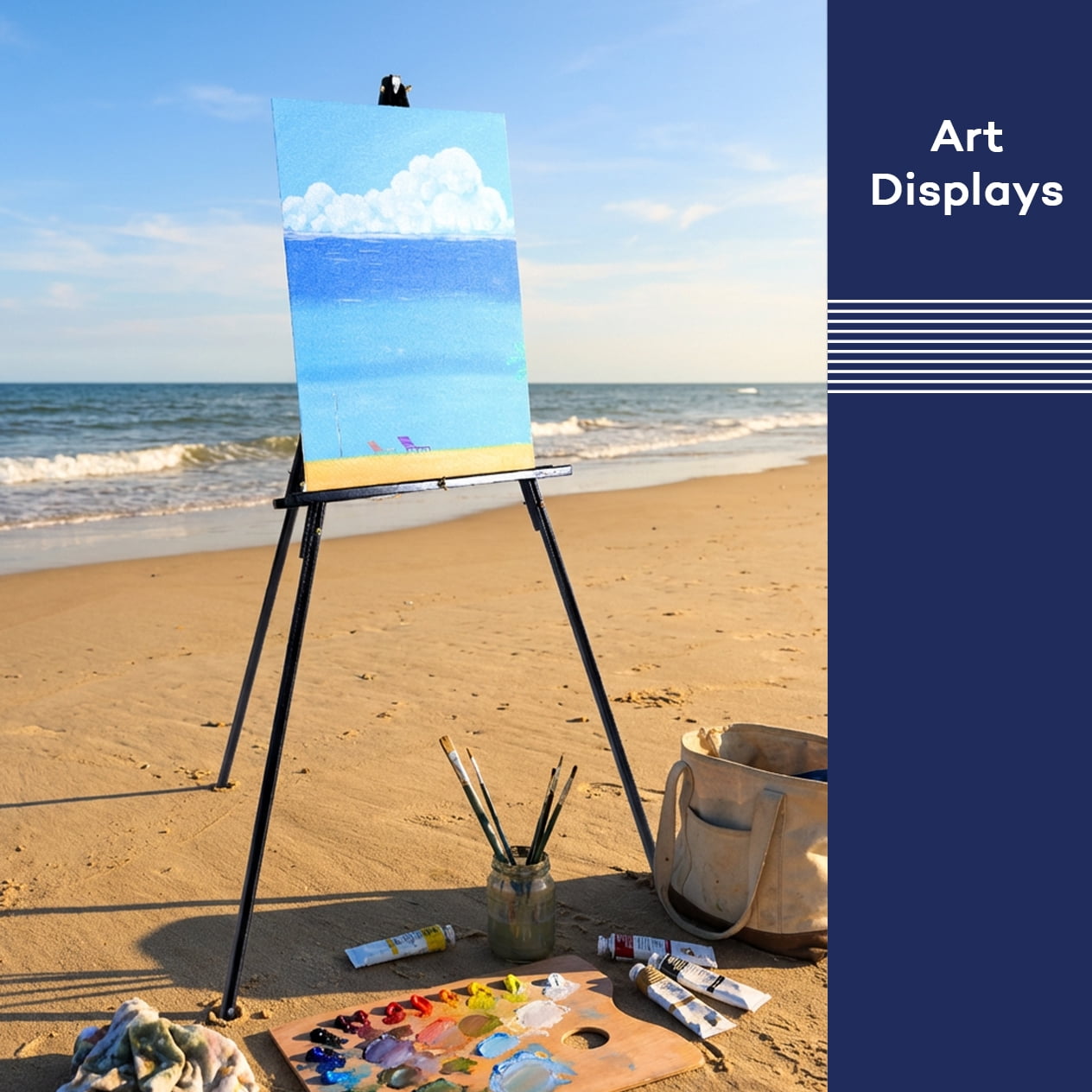 Artkey Black Wooden Tripod Easel, Pine Wood Display & Painting Easel, Adjustable Canvas Holder, Stable A-Frame Floor, Black Finish, 1 Pack