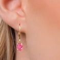 thumbnail image 3 of Gem Stone King 14K Yellow Gold Fancy Pink Zirconia Earrings for Women | 2.42 Cttw | Gemstone Birthstone | Oval 8X6MM, 3 of 6