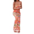 thumbnail image 4 of Women Summer Outfits Floral Sleeveless Bandeau Tops and Long Skirt, 4 of 9