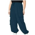 thumbnail image 2 of asjyhkr Plus Size Cargo Pants for Women Elastic Waist Jogger Drawstring Work Outdoor Trousers with Multi Pockets,L-4XL, 2 of 7