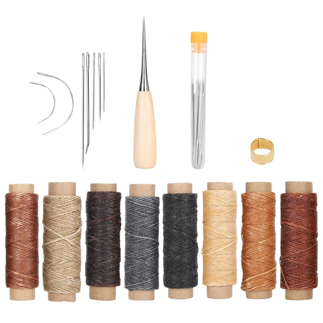Kit de costura de cuero de 37 piezas, agujas, hilo, herramientas de reparación manual, juego de manualidades DIY