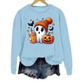 thumbnail image 5 of WEIWEN Women's Halloween Sweatshirt Cute Ghost Graphic Pullover Tops Funny Novelty Pumpkin Printed Long Sleeve Crewneck Fall Sweaters for Women Fashion Clothing Blue, M, 5 of 5