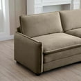 thumbnail image 3 of Modern Mid-Century 3-Seater Sectional Sofa with Tan Corduroy Fabric (220×80×75cm), 3 of 14