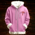thumbnail image 3 of Gyexs Merry Christmas Hoodies for Women Men Xmas Tree Christmas Sweater Xmas Furry Trim Unisex Pullover Christmas Hoodies X01 Pink & Size L, 3 of 3