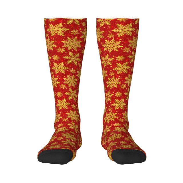 Balery Christmas With Gold Snowflakes Calcetines novedosos Calcetines deportivos Calcetines hasta la rodilla Calcetines de algodón Calcetines originales y geniales