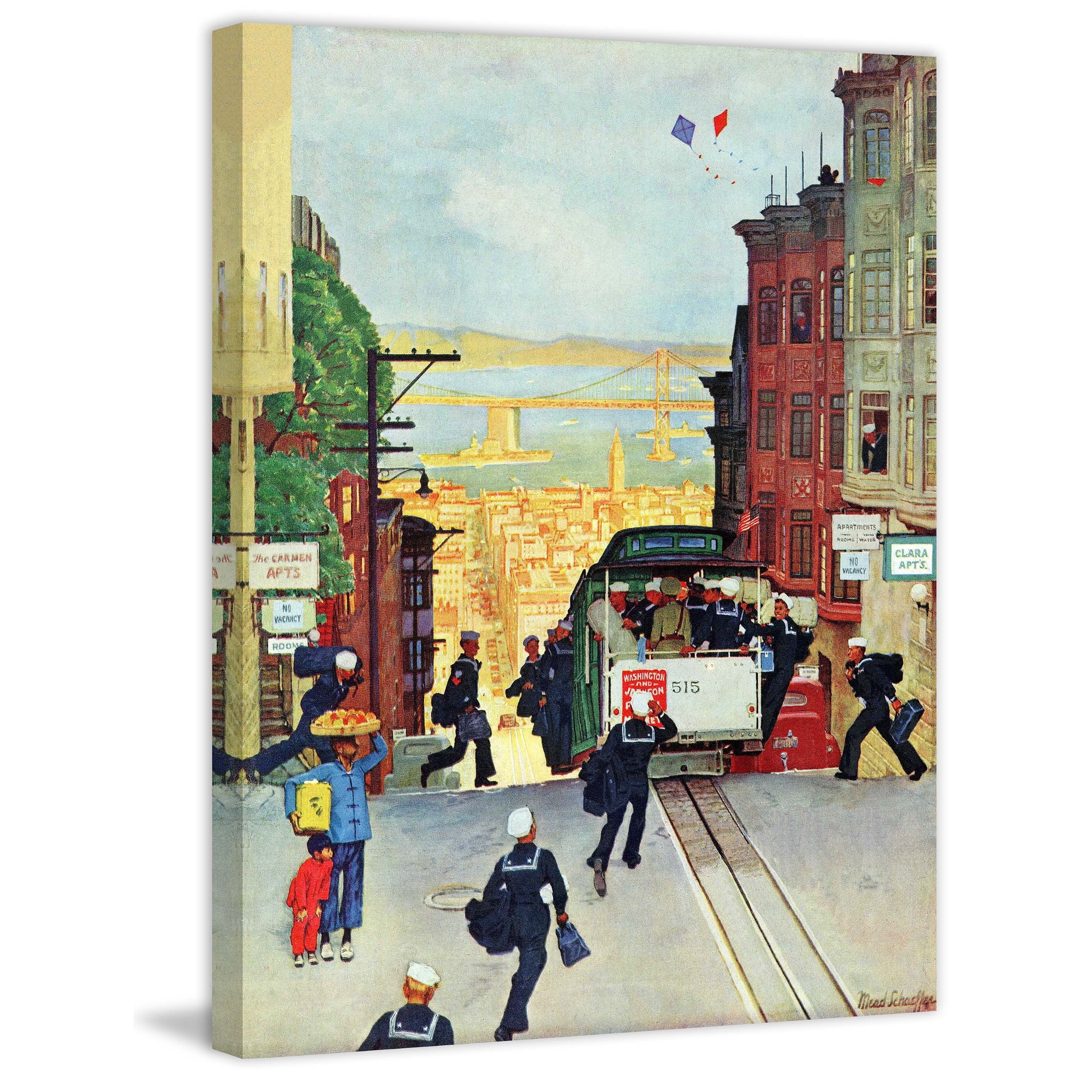 Marmont Hill "San Francisco Cable Car" by Mead Schaeffer Painting Print on Canvas