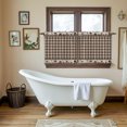 thumbnail image 5 of Brown Checked Tier Curtains 24 Inch Length, Country Barn Star Farmhouse Cafe Short Curtains for Bathroom Over Sink, Small Kitchen Curtain Light Filtering Tiered Drapes 2 Panels 27.5"Wx24"L, 5 of 9