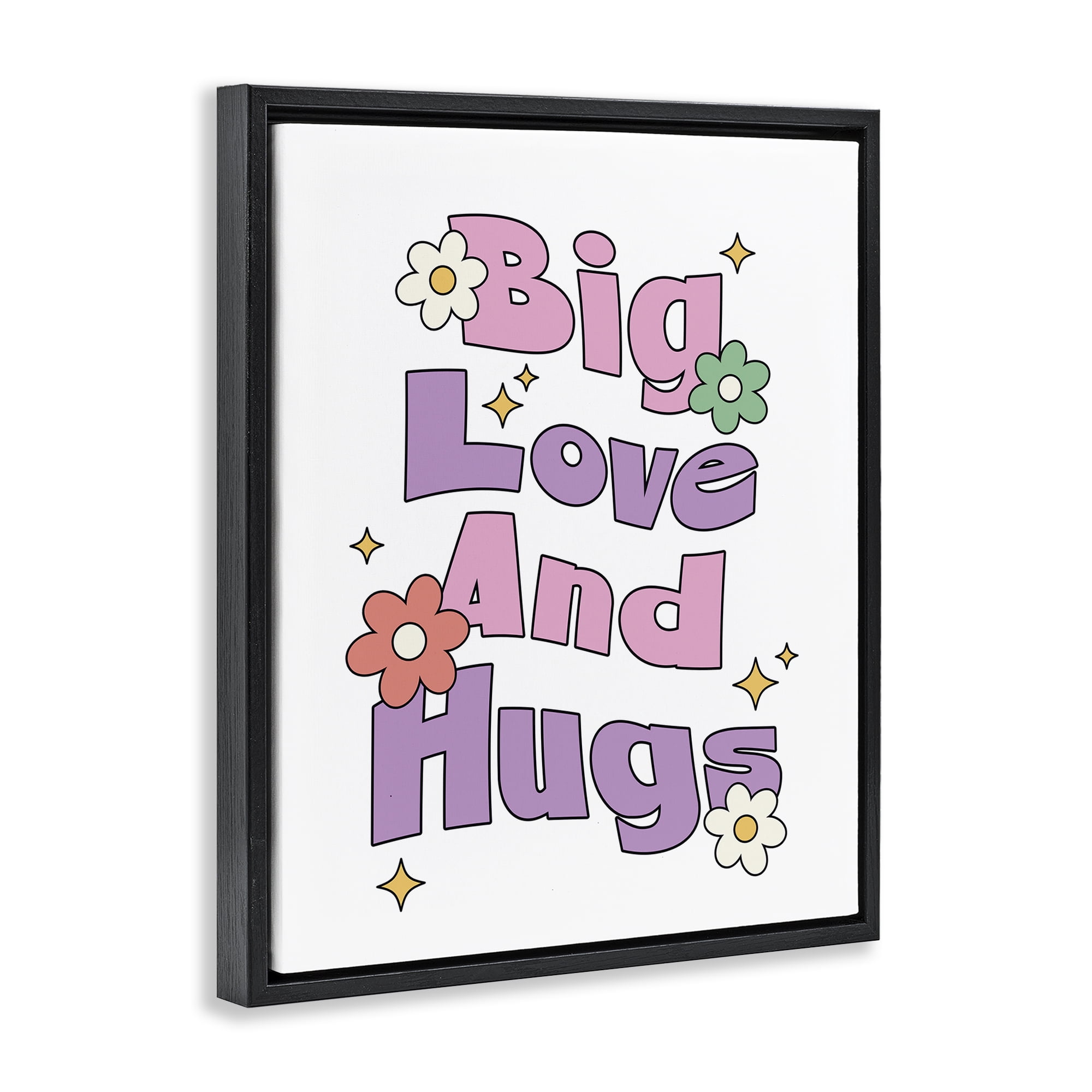 Stupell Industries Big Love And Hugs Plants & Flowers Painting Black Floater Framed Canvas Art Print Wall Art, 25 x 31