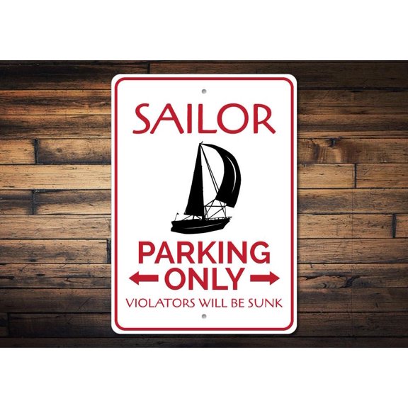Sailor Parking Novelty Decor, Metal Wall Sign - 10x14 Inches
