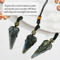 thumbnail image 3 of Labradorite Crystal Stone Holder Necklace Pendulum, Unique Women Men Necklace (Black Macrame), 3 of 5