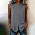 thumbnail image 3 of Otntypg Womens Cotton Linen Tank Tops Trendy Sleeveless Summer Casual Button Down Beach Vacation Shirts Lightweight Gauze Oversized Boho Blouse with Pockets, 3 of 8