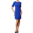 thumbnail image 2 of INSPIRE CHIC Sheath Pencil Dress for Women's Square Neck Short Sleeve Work Business Casual Cocktail Dresses S Royal Blue, 2 of 6