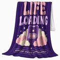 thumbnail image 2 of Life Loading Design Battery Graphic Purple Motivational, Cozy Friendship Quote Scene, Warm Flannel Blanket for Living Room and Reading Nook, Art Lovers Friendship Gift, Artistic Home Decor, 2 of 9