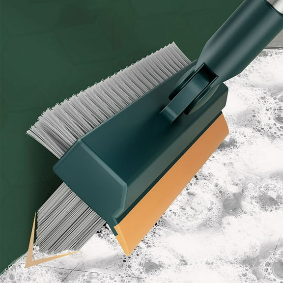 Lieonvis Floor Scrub Brush with 44 Inch Adjustable Long Handle 3 In 1 Multifunctional Scrape and Brush 45° Rotating Stiff Bristles Brush Push Broom Cleaning Tool for Shower Bathroom Kitchen