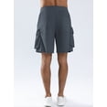 thumbnail image 2 of APTRO Men's Cargo Shorts 9" Elastic Waist Drawstring Summer Casual Corduroy Work Shorts with Zipper Pockets Dark Gray M, 2 of 5