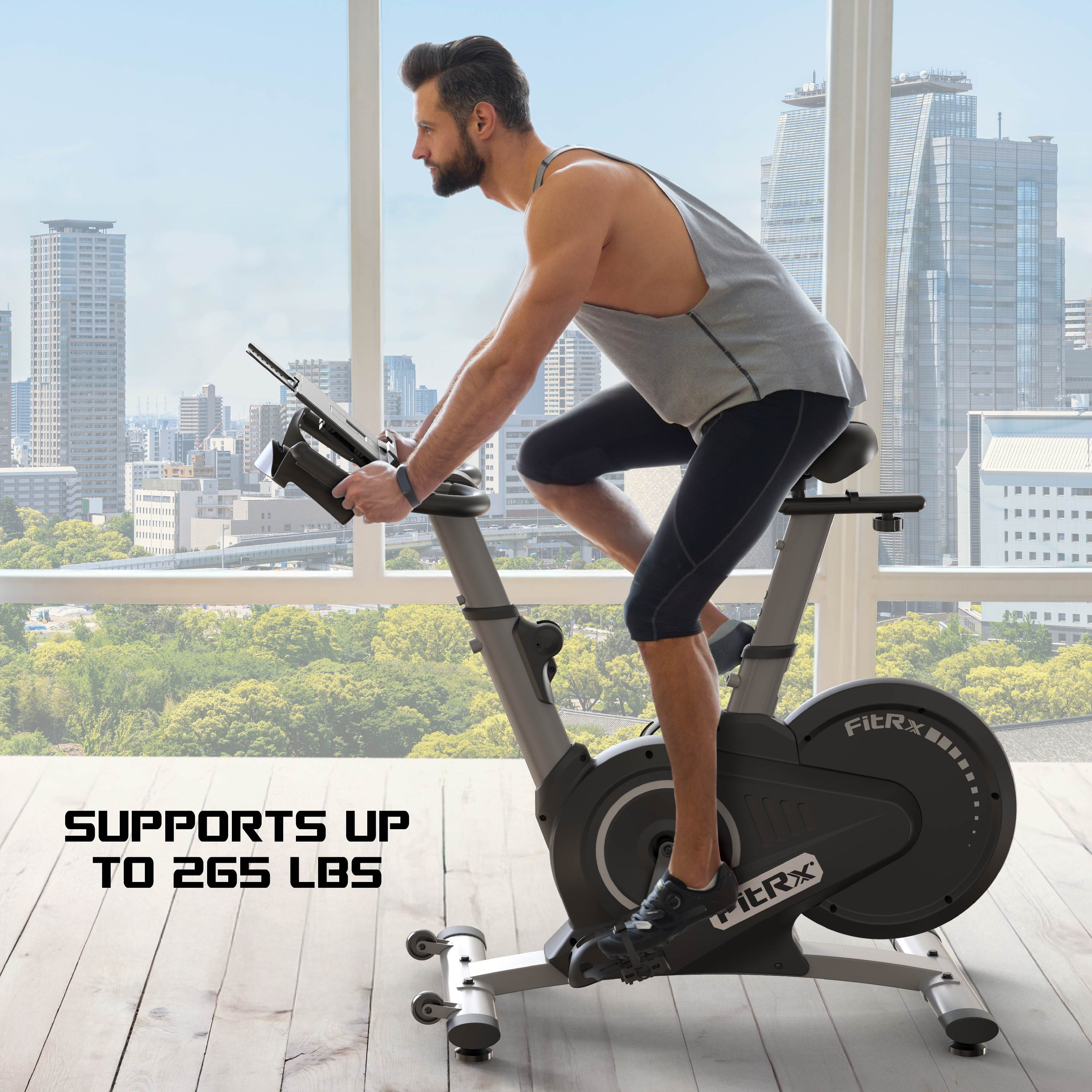 FitRx Hyper Indoor Exercise Bike, Adjustable Magnetic Resistance Stationary Cardio Workout Bike with LCD Screen for Home Workouts