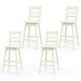 thumbnail image 1 of Gymax 4PCS 24'' Counter Height Stool Swivel Bar Stool Rubber Wood w/ Inclined Backrest, 1 of 4