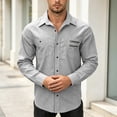 thumbnail image 5 of Cmfcve Button Down Shirts for Men Long Sleeve Solid Office Work Tops Lapel Collar Casual Loose Fit Classic Shirts, 5 of 7