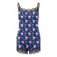 thumbnail image 4 of Christmas Pajamas for Women 2PC Set- Leopard Print Floral Floral Printed Lace Nightdress Button Down Plaid Patchwork with Pocket Halter Camisole Plush Patent Leather Sleepwear, 4 of 5