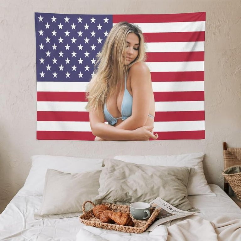 Madelyn Star Cline Tapestry Pink American Flag Wall Hanging