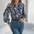 thumbnail image 2 of Blouses for Women Button Down Long Lantern Sleeve Dressy Shirts Floral Print Casual Fall Bohemian Tops, 2 of 7
