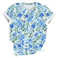 thumbnail image 5 of yoeyez Ladies Tops and Blouses Vintage Floral Crewneck Blouse Short Sleeve T Shirts Casual Summer Wildflower Plant Tee Shirts, 5 of 6