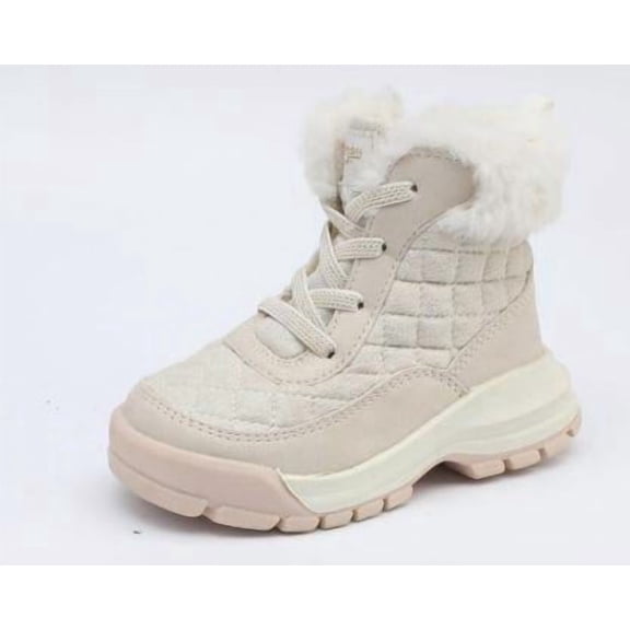 NCCB Girls Boots Girls Faux Fur Snow Boots with Side Zipper Indoor Outdoor Shoes Pink 1 Big Kid