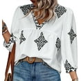 thumbnail image 3 of Women'S Casual V Neck Floral Print Chiffon Blouses 3/4 Sleeve Boho Summer Tops Shirts, 3 of 9
