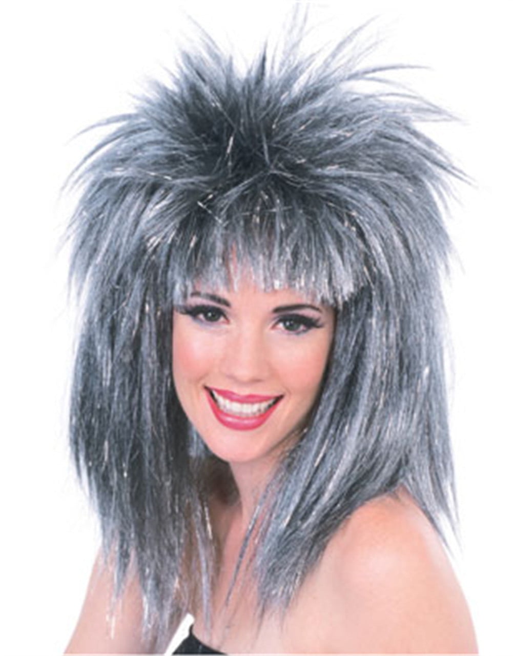 Adult Ladies 80s Mullet Rock Diva Wig Punk Rocker Music Fancy Dress Accessory 