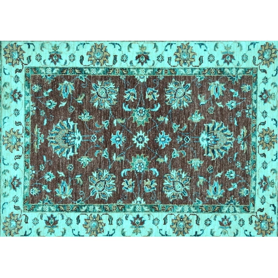 Ahgly Company Indoor Rectangle Oriental Light Blue Traditional Area Rugs, 2' x 3'
