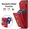 thumbnail image 3 of REQO Phone Case for Samsung Galaxy S21 5G 6.2 inch Wallet Cover with Tempered Glass Screen Protector and RFID Blocking Ring Stand Credit Card Holder Cell Accessories S 21 21S G5 Women Men Red, 3 of 6