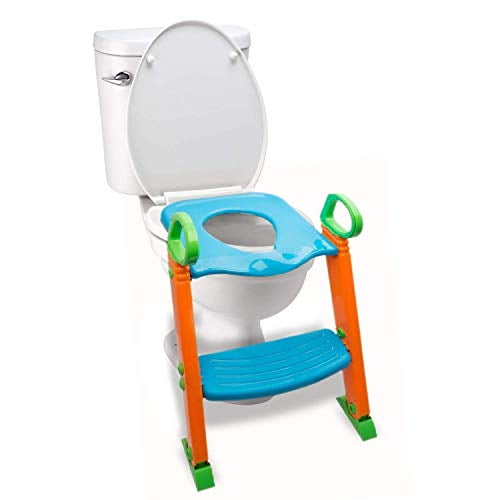 Alayna Potty Toilet Seat with Step Stool Ladder, (3 in 1) Trainer for Kids Toddlers withHandles. Sturdy, Comfortable, Safe, Built in Non-Slip Steps withAnti-Slip Pads. Excellent Potty Seat Step Boys Girls Baby