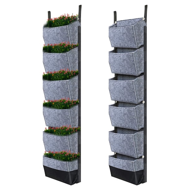 Bolsas de cultivo Bolsas colgantes para plantar con 6 bolsillos, macetas verticales para jardinería, macetas para colgar en la pared, bolsas para plantar jardines, bolsas de cultivo transpirables