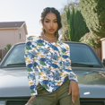 thumbnail image 3 of Xoenoiee Turtle Starfish Print Womens Long Sleeve Tops Basic Slim Fitted Shirts Casual Fashion Going Out Y2k Tops Irregular Hem Blouses Teen Girl Clothes, Size M, 3 of 7