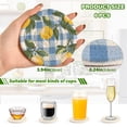 thumbnail image 2 of Yayeee 6 PCS Drink Coasters with Holder Set Woven Absorbent Round Tabletop Hot Pad, Light Blue Plaid, 2 of 7