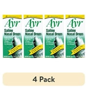 (4 pack) Ayr Saline Nasal Drops, Cold/Flu, Allergy, Dry Nasal Passages Relief, Moisturizes & Soothes Dry Stuffy Noses, 1.69 fl oz