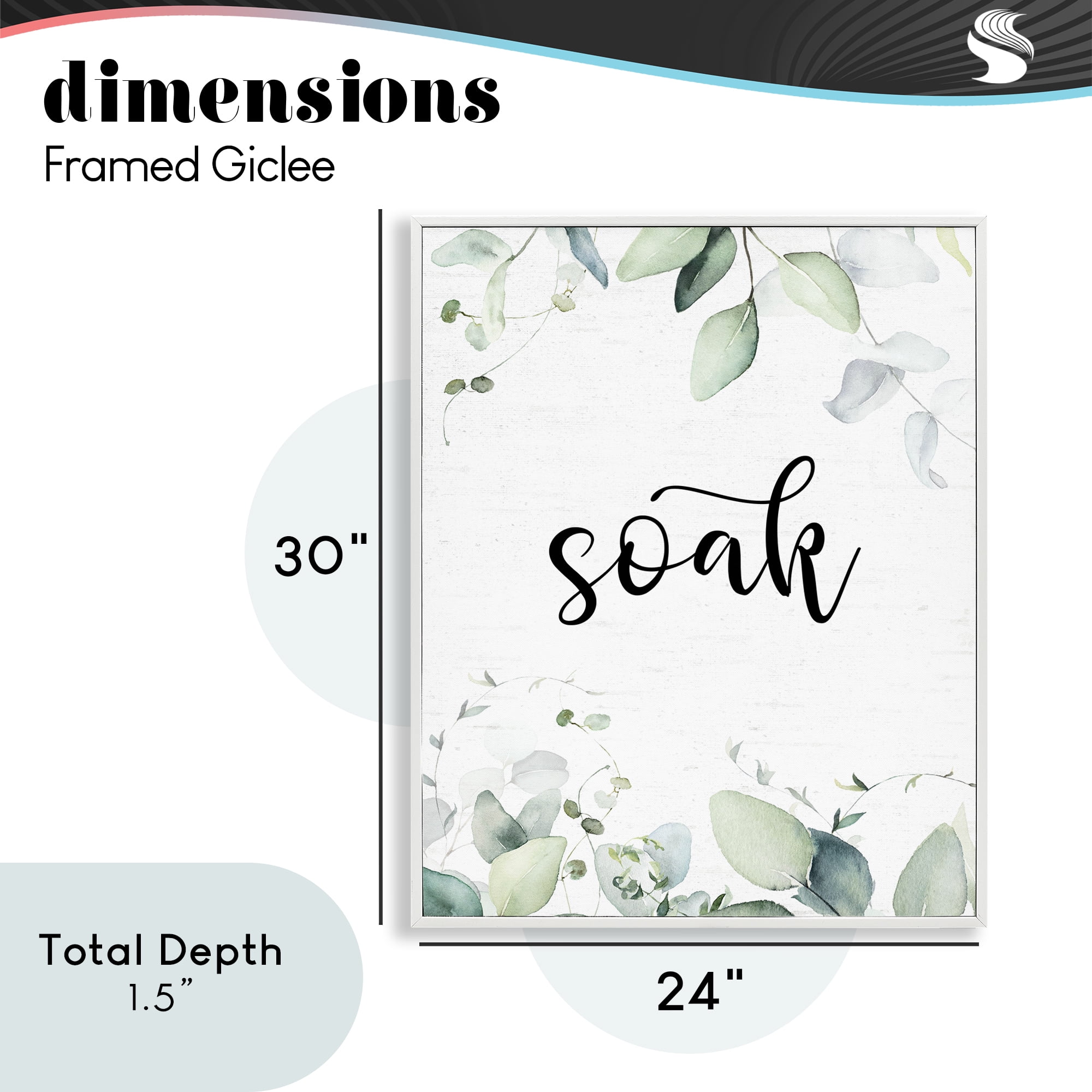 Soak Leafy Herbs White Framed Giclee Art, design by Lettered and Lined