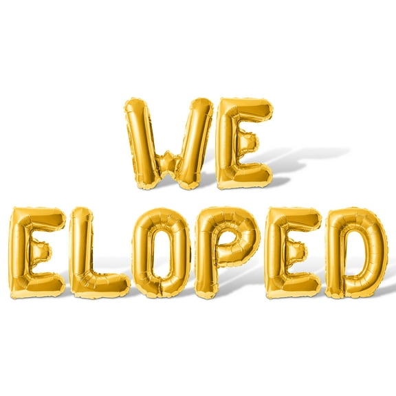 Letter Balloons - WE ELOPED 16" Inch Alphabet Letters Foil Mylar Balloon Elopement Party Banner (Gold)