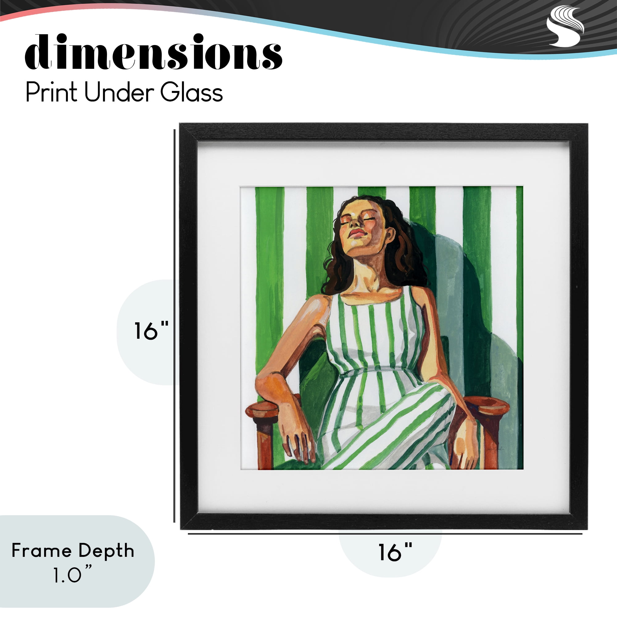 Stupell Industries Relaxing In A Striped Dress Black Framed Print Under Glass, design by Kate Jarvik Birch