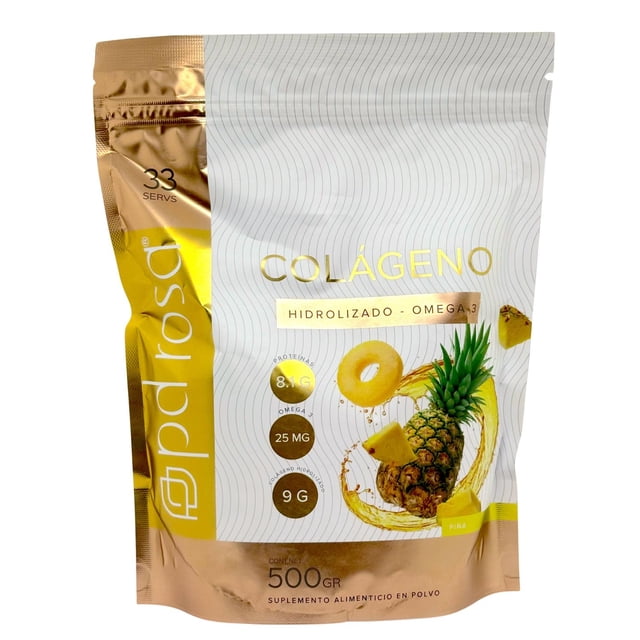 Colageno Hidrolizado Omega 3 500 g sabor Piña pd rosa blanco