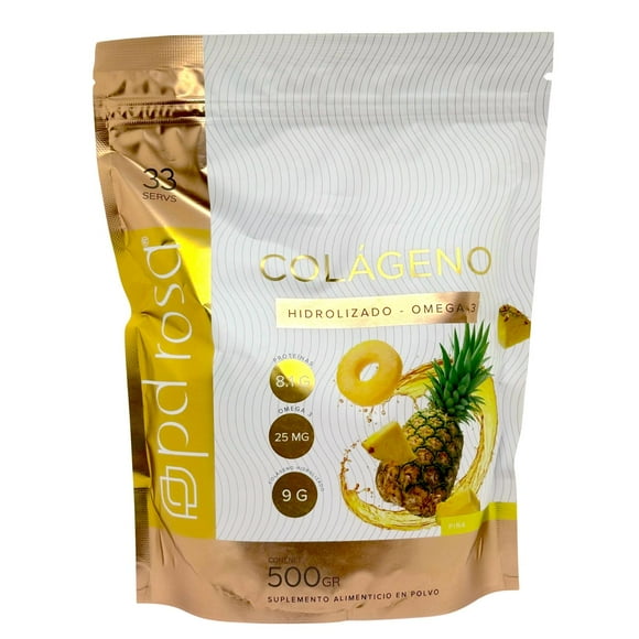 Colageno Hidrolizado Omega 3 500 g sabor Piña pd rosa blanco