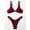 Burgundy, variant on Fish Scales Print Knot Front Swim Top & Thong Bottom Bikini Set Summer Beach