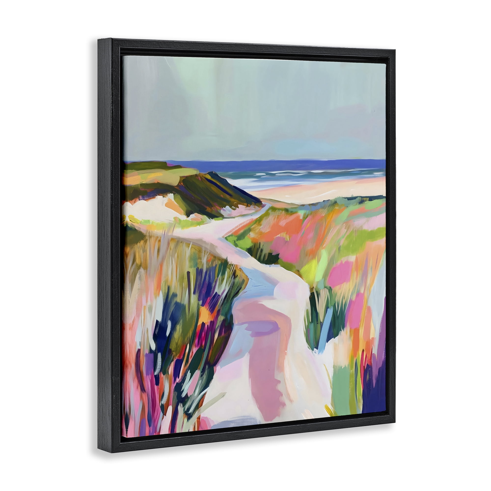 Stupell Industries Pathway Through Pastel Sand Dunes Black Framed Floater Canvas Wall Art, design by The Prints Vibe