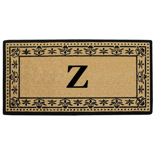 Nedia Home O2193Z 22 x 36 Po Corinthienne Résistant Tapis de Porte en Fibre de Coco&44; Monogramme Z - Noir