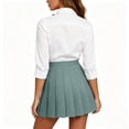 thumbnail image 4 of Yungyresw Women Pleated A Line Skirt Elastic High Waist Solid Front Pleated Mini Basic Skirt Academic Style Casual Fashion Skirt Light Green L, 4 of 7