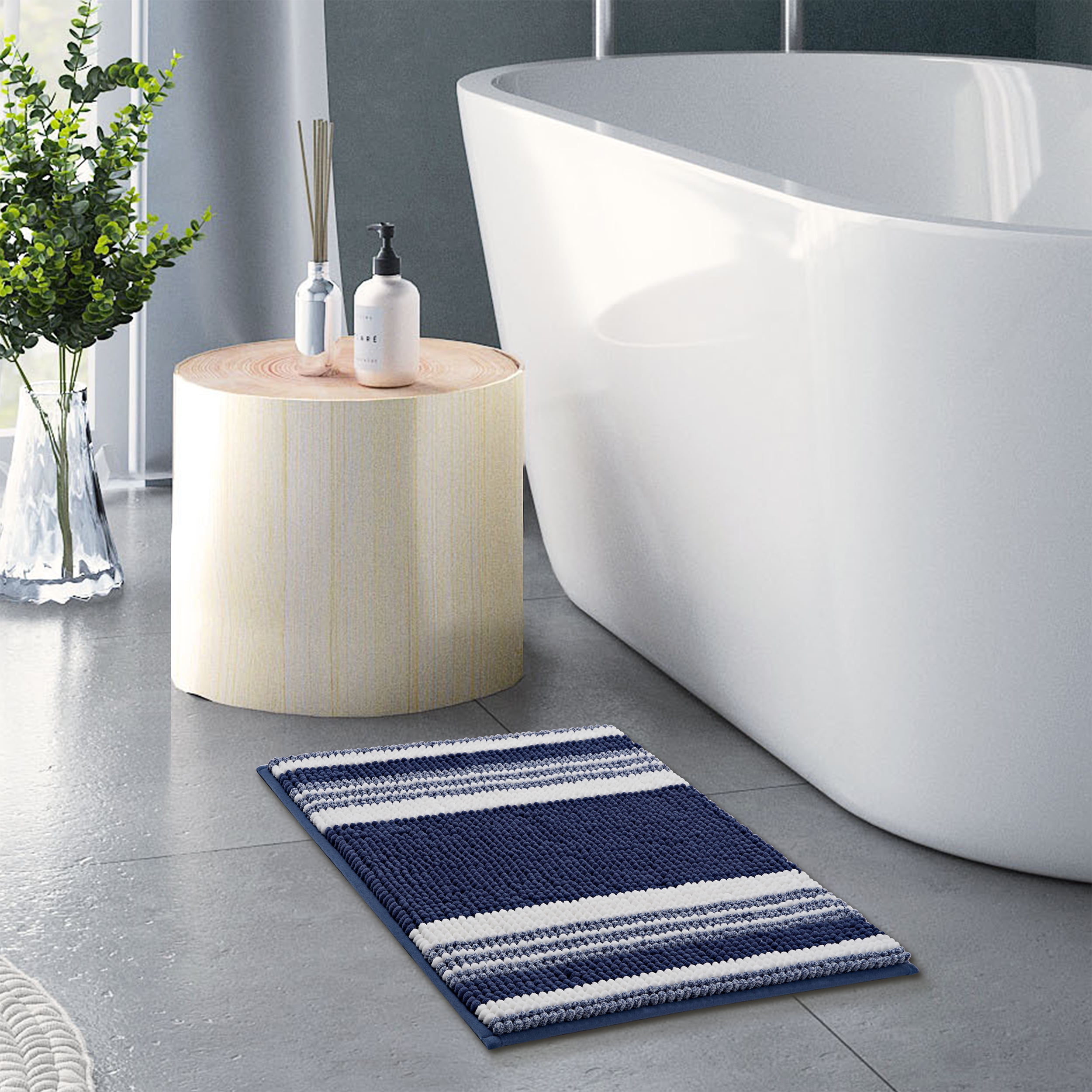 Mainstays Performance Foam Noodle Bath Rugs, 17"x24" Navy