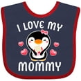 thumbnail image 3 of Inktastic I Love My Mommy with Cute Penguin and Hearts Girls Baby Bib, 3 of 4